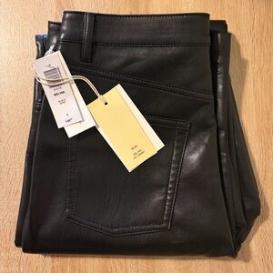 Aritzia Black Straight Leg Leather Pants